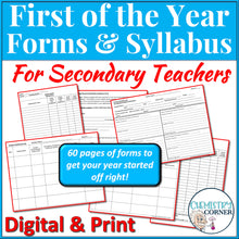 Load image into Gallery viewer, First of the Year Forms & Syllabus for Secondary Teachers Print & Digital