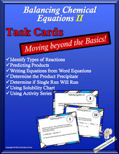 Load image into Gallery viewer, Balancing Chemical Equations II: Task Cards