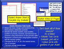 Load image into Gallery viewer, Chemistry: Atomic Structure Task Cards