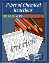 Load image into Gallery viewer, Types of Chemical Reactions: COLOR-BY-NUMBER