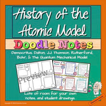 Load image into Gallery viewer, History of the Atomic Model Doodle Notes