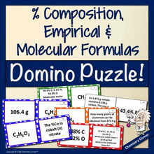 Load image into Gallery viewer, % Composition, Empirical & Molecular Formulas Domino Puzzle