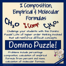 Load image into Gallery viewer, % Composition, Empirical & Molecular Formulas Domino Puzzle