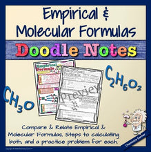 Load image into Gallery viewer, Empirical & Molecular Formulas Doodle Notes