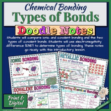 Load image into Gallery viewer, Chemical Bonding: TYPES OF BONDS Doodle Notes: Print/Digital |Distance Learning