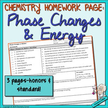 Load image into Gallery viewer, Chemistry Homework: Phase Changes and Energy
