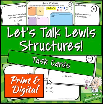 Lewis Dot Structure Task Cards- Print & Digital |Distance Learning