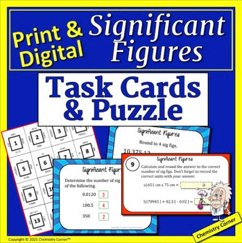 Chemistry: Sig Figs Task Cards & Puzzle Print & Digital