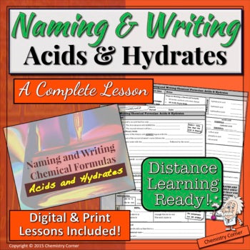 Naming & Writing Chemical Formulas: Acids & Hydrates |Distance Learning