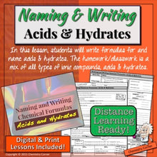 Load image into Gallery viewer, Naming &amp; Writing Chemical Formulas: Acids &amp; Hydrates |Distance Learning
