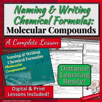 Naming & Writing Molecular Formulas – Print/Digital- |Distance Learning