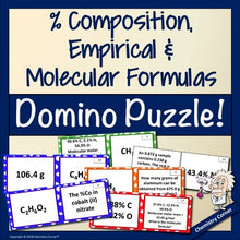 Load image into Gallery viewer, % Composition, Empirical &amp; Molecular Formulas Domino Puzzle
