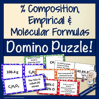 % Composition, Empirical & Molecular Formulas Domino Puzzle