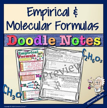 Load image into Gallery viewer, Empirical &amp; Molecular Formulas Doodle Notes
