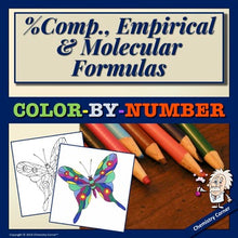 Load image into Gallery viewer, Percent Composition, Empirical &amp; Molecular Formulas Color-by-Number
