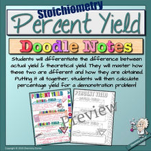 Load image into Gallery viewer, Stoichiometry: Percentage Yield Doodle Notes
