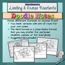Load image into Gallery viewer, Stoichiometry: Limiting &amp; Excess Reactants Doodle Notes
