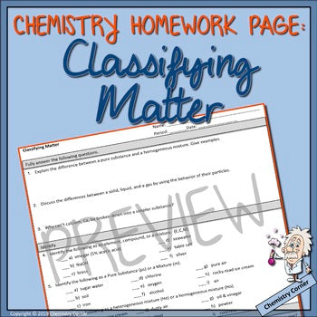 Chemistry Homework: Classifying Matter