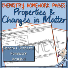 Load image into Gallery viewer, Chemistry Homework: Properties &amp; Changes In Matter w/ Density
