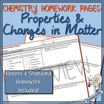 Chemistry Homework: Properties & Changes In Matter w/ Density
