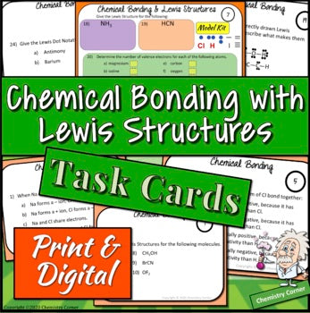 Chemical Bonding with Lewis Structures Task Cards |Distance Learning
