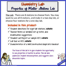 Load image into Gallery viewer, Chemistry Lab: Properties of Matter Stations Lab
