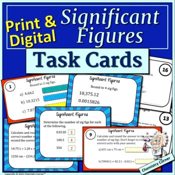 Chemistry: Sig Fig Task Cards- Print & Digital