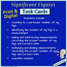Load image into Gallery viewer, Chemistry: Sig Fig Task Cards- Print &amp; Digital
