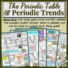 Load image into Gallery viewer, The Periodic Table &amp; Periodic Trends Group Unit Study Guide
